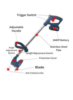 BONAI Cordless Grass Trimmer with 30000rpm, Lightweight design, Adjustable Brush Cutter,Weed wacker,Hedge trimmer, 168Vf 7.0Ah,Rechargeable batteries, Metal blades -BN-HK042  - Image 4