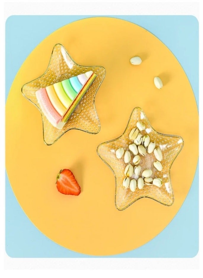 6 Pack Starfish Shaped Clear Plastic Plates Dessert Plates Snack Dishes With Rack 14.5"15.5*2.5cm For Home Kitchen Office - Image 2