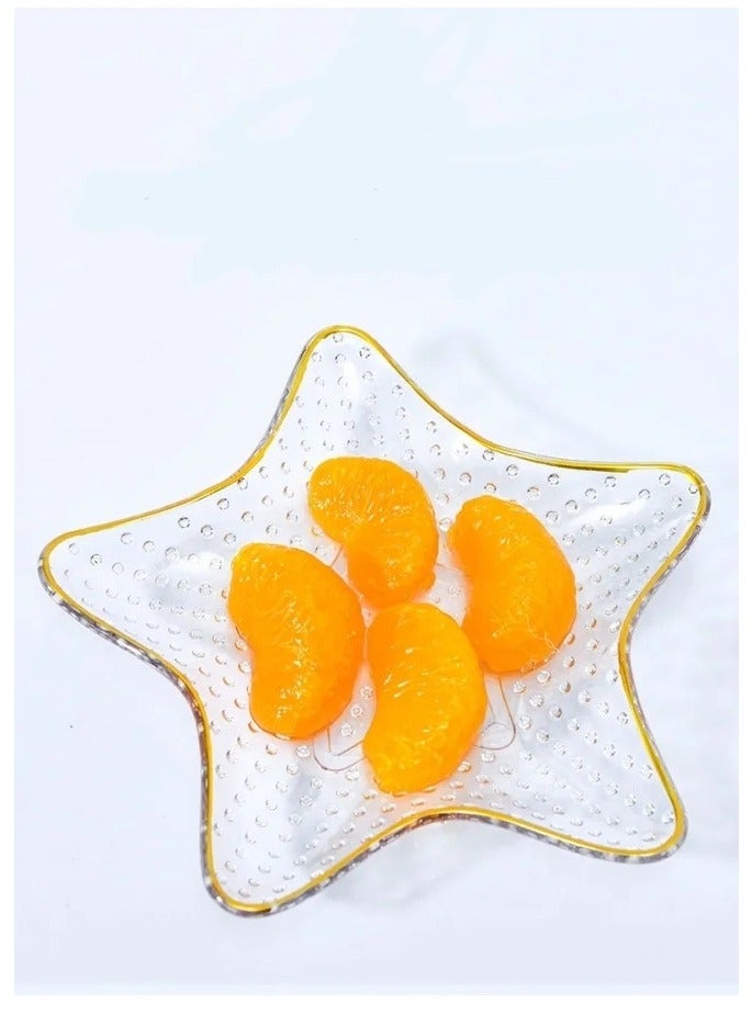 6 Pack Starfish Shaped Clear Plastic Plates Dessert Plates Snack Dishes With Rack 14.5"15.5*2.5cm For Home Kitchen Office - Image 3