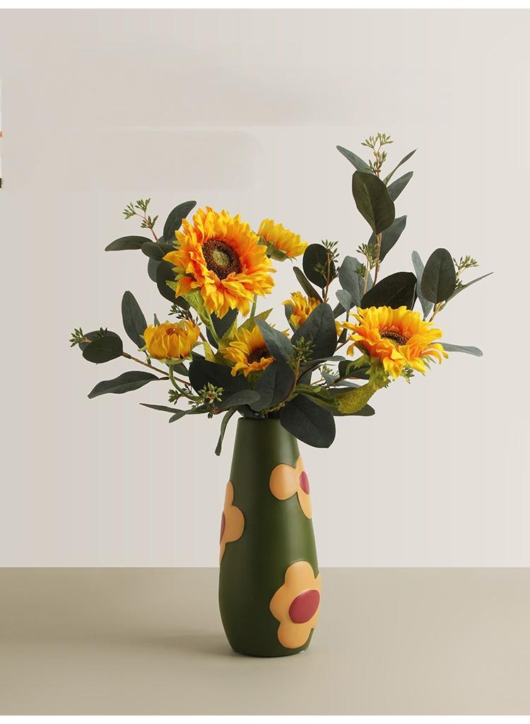 general 1 Pcs Creative Home Morandi Painted Ceramic Vase Living Room Decoration With Simulated Flower Set