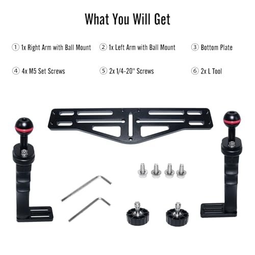 nitescuba NS10 Underwater Camera Tray extendable Handle Grips Bracket for gopro,pt059,rx100 uw Camera housing Universal Soft Handle with Aluminum and Rubber Material (Black) - Image 5