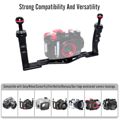 nitescuba NS10 Underwater Camera Tray extendable Handle Grips Bracket for gopro,pt059,rx100 uw Camera housing Universal Soft Handle with Aluminum and Rubber Material (Black) - Image 2