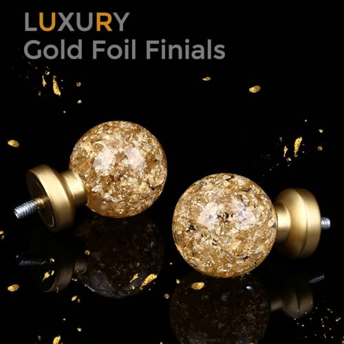 JRZOO Gold Curtain Rods for Windows 48 to 84 Inch 1 Heavy Duty Adjustable Drapery Rod with Unique Crystal Ball Finials Modern Decorative Curtain RodSize 3088 - Image 3