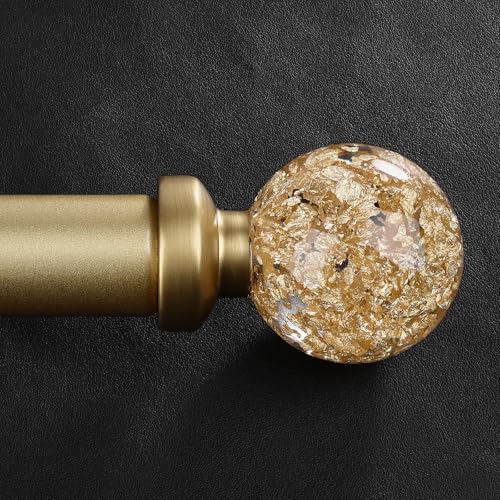 JRZOO Gold Curtain Rods for Windows 48 to 84 Inch 1 Heavy Duty Adjustable Drapery Rod with Unique Crystal Ball Finials Modern Decorative Curtain RodSize 3088 - Image 1