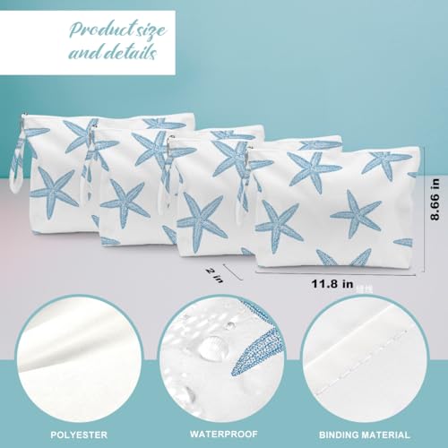 Fokongna 4PCS Favors Starfish Wet Bag Wet Dry Bag Beach Bags for Swimsuit Toiletry Bags Travel Essentials For Women Beach Travel Gym for Swimsuit Dirty Diaper Gifts - Image 3
