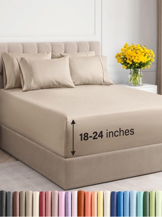 Extra Deep Queen Sheet Set - 6 Piece Breathable and Cooling Sheets - Hotel Luxury Bed Sheets Set - Easy & Secure Fit - Soft  Wrinkle Free and Comfy Sheets Set - Wheat Sheet Set with Extra Deep Pockets - pzsku/Z5934D34B2039C9E84DA4Z/45/1749650663/8ca97c2b-db2a-4a27-8285-4bb948dcb9d0