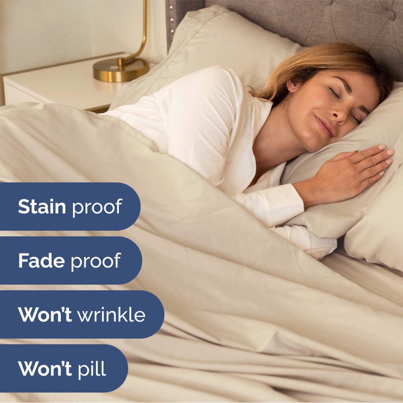 Extra Deep Queen Sheet Set - 6 Piece Breathable and Cooling Sheets - Hotel Luxury Bed Sheets Set - Easy & Secure Fit - Soft  Wrinkle Free and Comfy Sheets Set - Wheat Sheet Set with Extra Deep Pockets