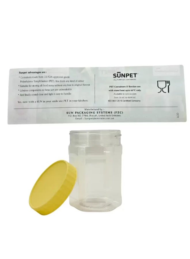 Sunpet Sunpet Multipurpose Hexagonal Shape Top Yellow Plastic Medium Food Storage Container- 400ml - Image 2