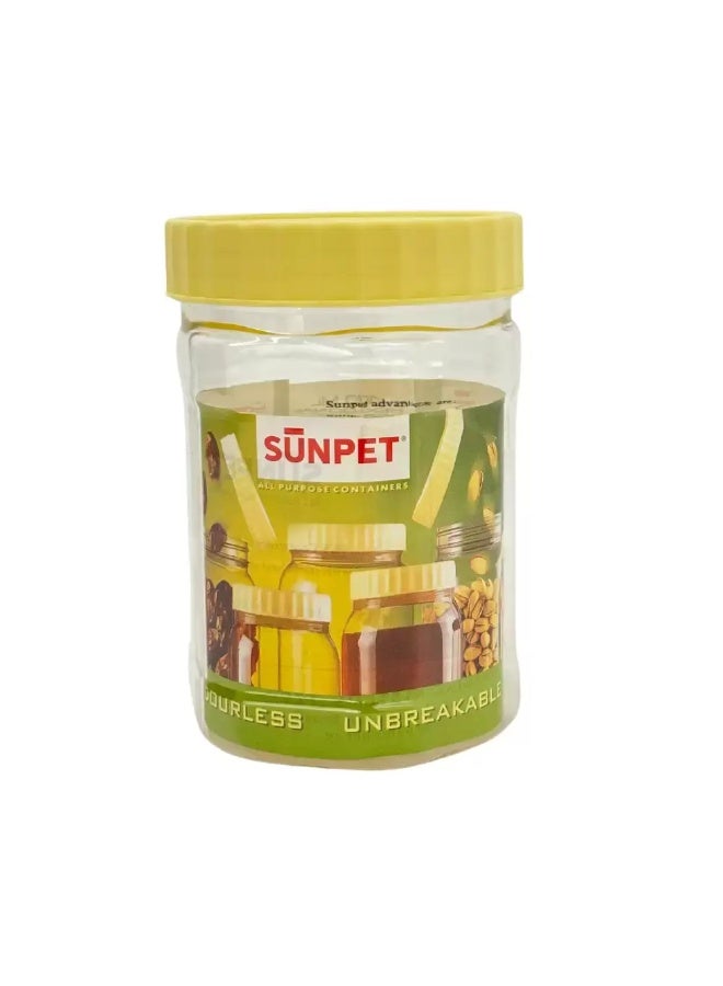 Sunpet Sunpet Multipurpose Hexagonal Shape Top Yellow Plastic Medium Food Storage Container- 400ml - Image 1