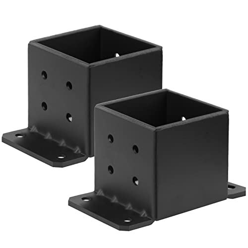 eoere 2 PCS 6x6 Post Base, 8-Gauge 6x6 Post Brackets, Heavy Duty Concrete Post Anchor Pergola Bracket for Deck, Porch Railing, Gazebos - Image 4