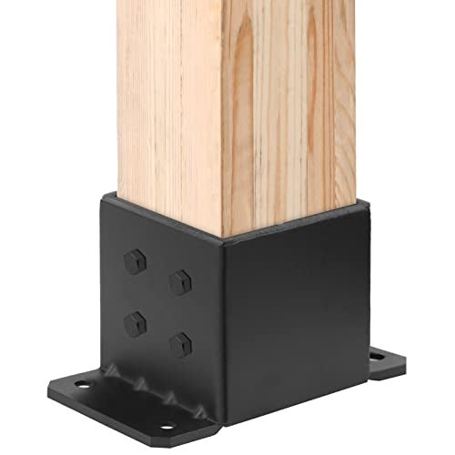 eoere 2 PCS 6x6 Post Base, 8-Gauge 6x6 Post Brackets, Heavy Duty Concrete Post Anchor Pergola Bracket for Deck, Porch Railing, Gazebos - Image 3