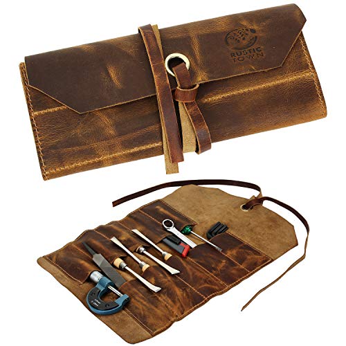 Rustic Town Leather Tool Roll Up Pouch - Leather Tool Wrench Roll/Chisel Bag - Image 1