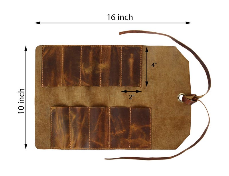 Rustic Town Leather Tool Roll Up Pouch - Leather Tool Wrench Roll/Chisel Bag - Image 3