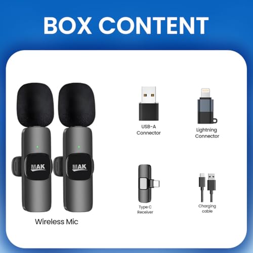 MMAK Wireless Lavalier Dual Microphone Collar Mic for YouTube, Video Recording, Vlogging For Type-C Android & Lightning, Plug and Play, Noise Reduction (No Bluetooth needed) - Image 5