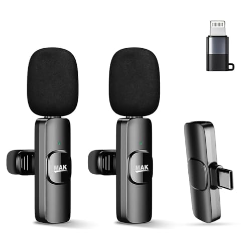MMAK Wireless Lavalier Dual Microphone Collar Mic for YouTube, Video Recording, Vlogging For Type-C Android & Lightning, Plug and Play, Noise Reduction (No Bluetooth needed) - Image 1