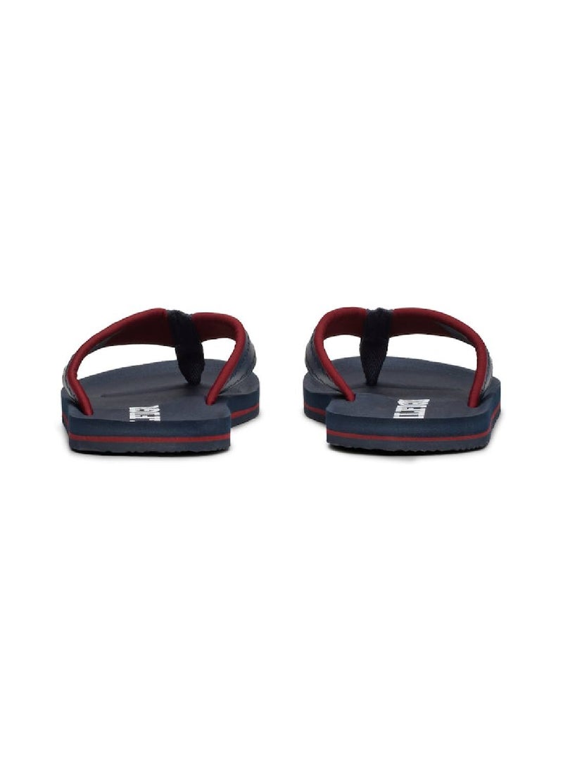 TOMMY HILFIGER Men's Logo Strap Flip-Flops - Faux Leather, Blue  - Image 3