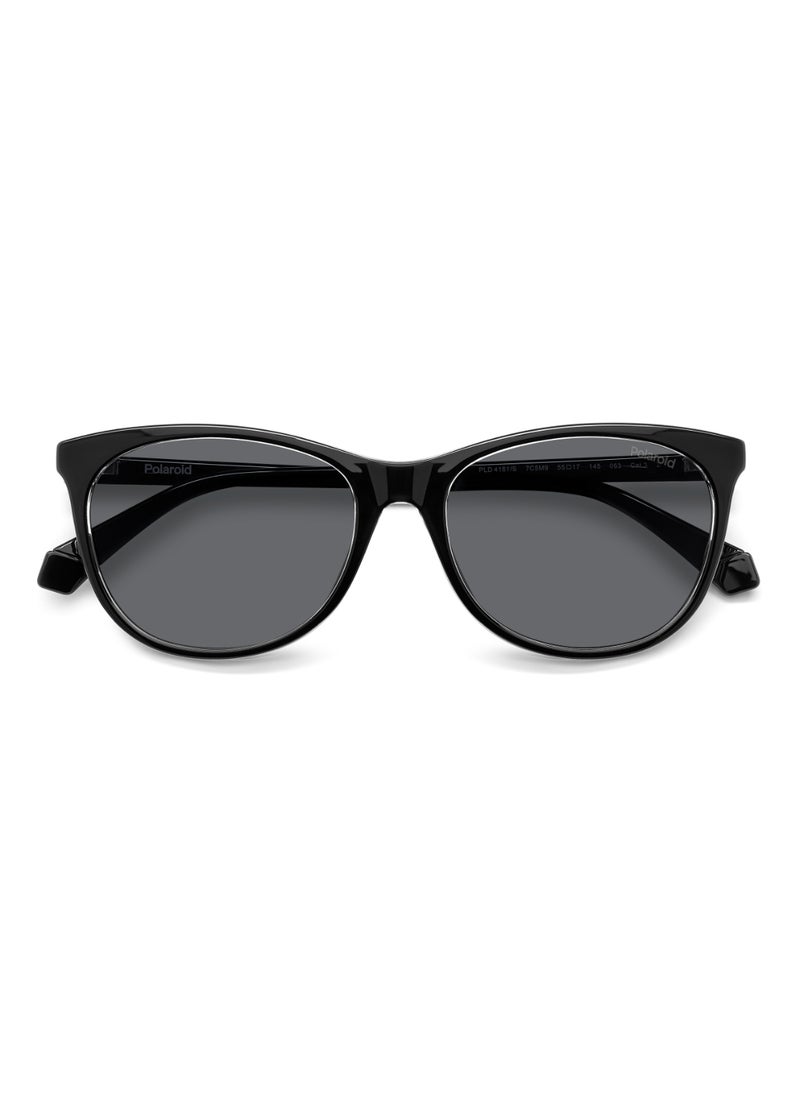 Polaroid Women's Polarized Rectangular Shape  Sunglasses PLD 4161/S GREY 44 - Lens Size: 43.7 Mm - Black Cry  - Image 4