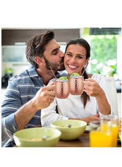 Y&D Gift Set Solid Pure Copper Hammered Mugs Handcrafted Cups of 2 Mugs Straws in a Box  - Image 4