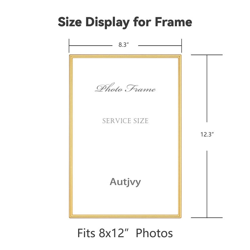 Autjvy 8x12 Picture Frame Set of 2  Matte Gold Modern Simple Thin Aluminum Metal Photo Frame with HD Real Glass  Display for Tabletop and Wall Collage  2 Pack - Image 2