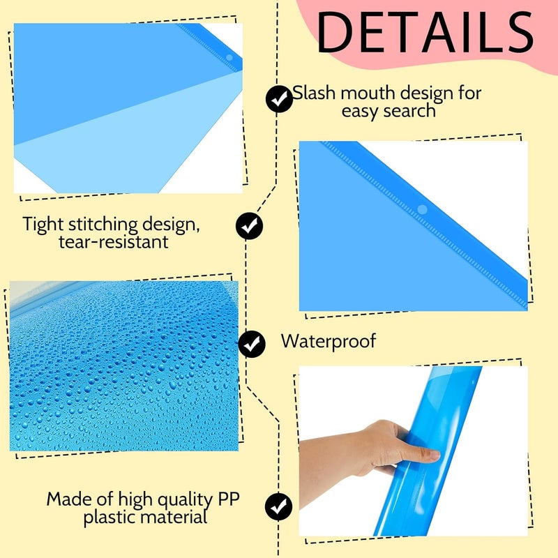 Maitys 100 Pack Binder Pockets 3 Hole Punch Clear Plastic Document Folders Binder Organizer Store Letter Size 8.5x11 Inch Paper Folders with Pockets Slash File Jacket for Office (Fresh Color) - Image 3