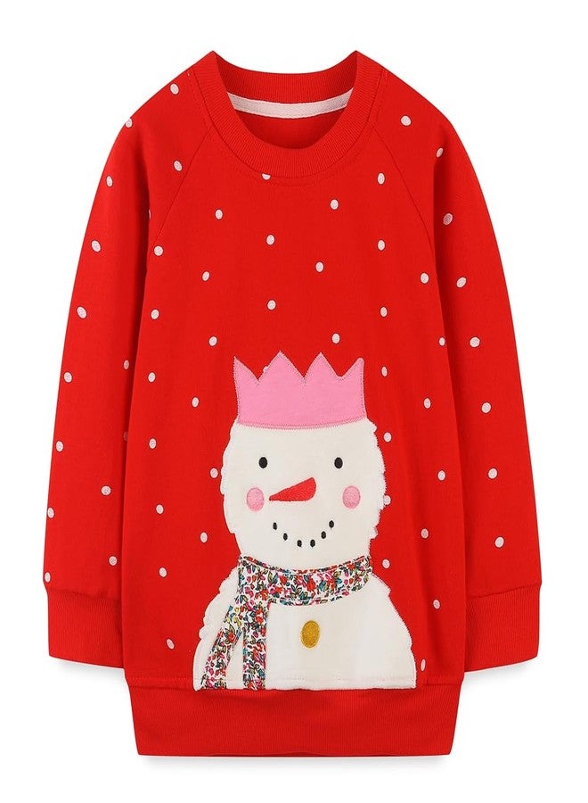 RETSUGO Kids Christmas Sweater Snowman Print Fleece Pullover Toddler Girl Christmas Outfit Winter Warm Holiday Sweatshirt 4T/8341 - Image 1