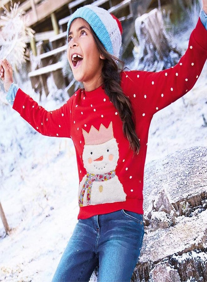 RETSUGO Kids Christmas Sweater Snowman Print Fleece Pullover Toddler Girl Christmas Outfit Winter Warm Holiday Sweatshirt 4T/8341 - Image 2