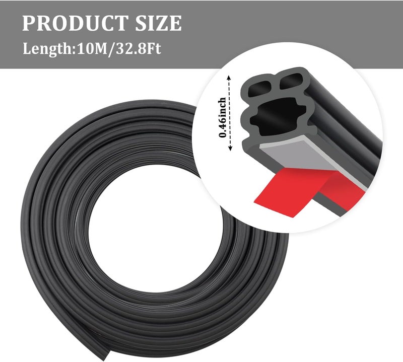 Stacool ختم باب السيارة ستاكول 32.8 قدم - شريط مطاطي سميك لحماية السيارات من الطقس للأغطية، الصناديق، النوافذ، ملحقات سيارات عازلة للصوت عالمية - Image 2