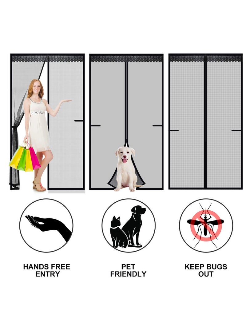 SYOSI Magnetic Screen Door, Anti Mosquito Mesh Fly Curtain, Magnetic Top-to-Bottom Seal Snaps Shuts Automatically, Keep Fresh Air in & Bugs Out (100x200CM,Black)  - Image 2