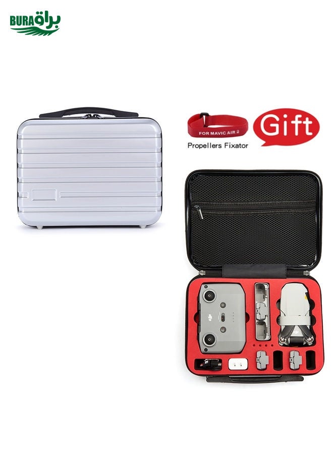BURAQ ls-S004 Portable Waterproof Drone Handbag Storage Bag for DJI Mavic Mini 2(Silver +Red Liner) - Image 2