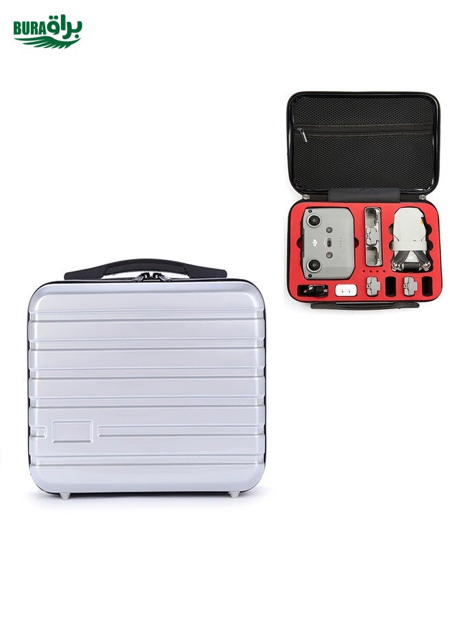 BURAQ ls-S004 Portable Waterproof Drone Handbag Storage Bag for DJI Mavic Mini 2(Silver +Red Liner) - Image 1