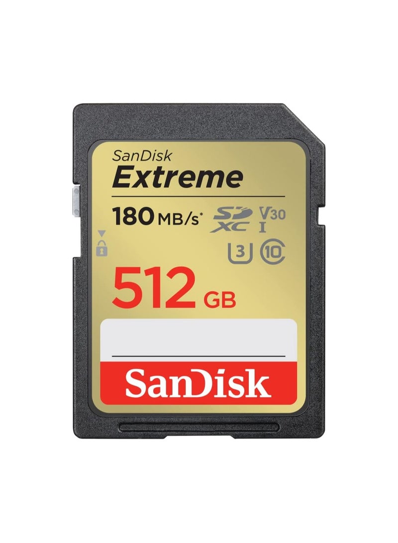sandisk 512GB Extreme SDXC UHS-I Memory Card - C10, U3, V30, 4K, UHD, SD Card - SDSDXVV-512G-GNCIN - Image 1