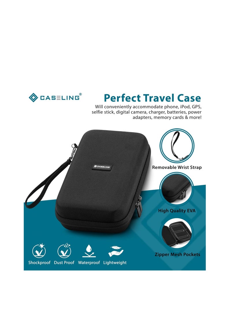 Caseling Caseling Universal Electronics/Accessories Hard Travel Organizer Carrying Case Bag, 9.8” x 5.6”x 2.8” - Black - Image 3