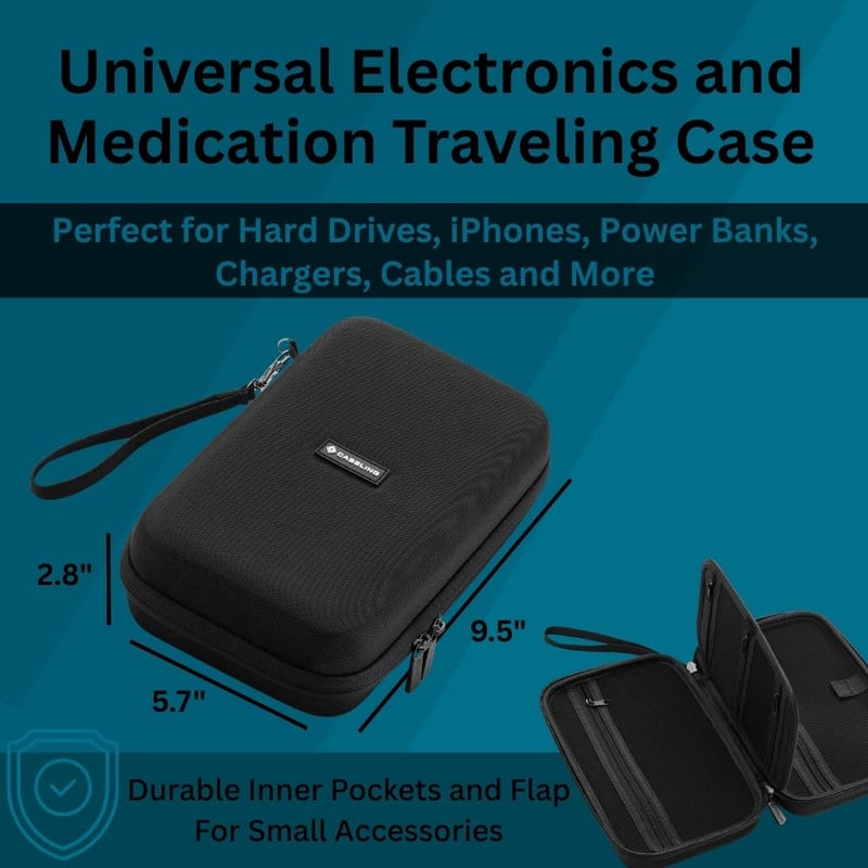 Caseling Hard Case - 9.8â€ x 5.6â€x 2.8â€ - for Universal Electronics/Accessories EVA Protection Hard Travel Organizer Carrying Bag - Black - Image 2