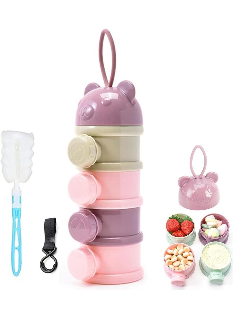 Baby Formula Dispenser, Non-Spill Portable Stackable Baby Cartoon Milk Powder Box Dispenser, Snack Storage Container,4 Layer, Formula to Food Container Set, No Powder Leakage, BPA Free (Violet) - Image 1