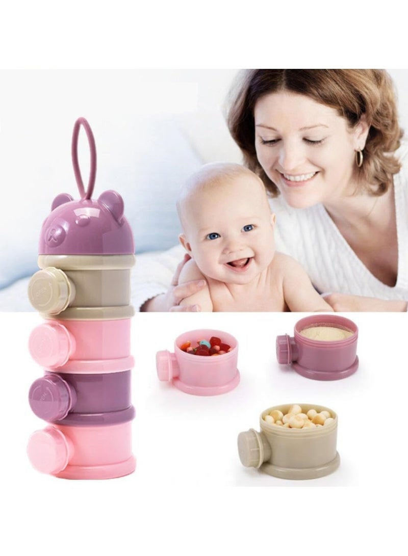 Baby Formula Dispenser, Non-Spill Portable Stackable Baby Cartoon Milk Powder Box Dispenser, Snack Storage Container,4 Layer, Formula to Food Container Set, No Powder Leakage, BPA Free (Violet) - Image 2