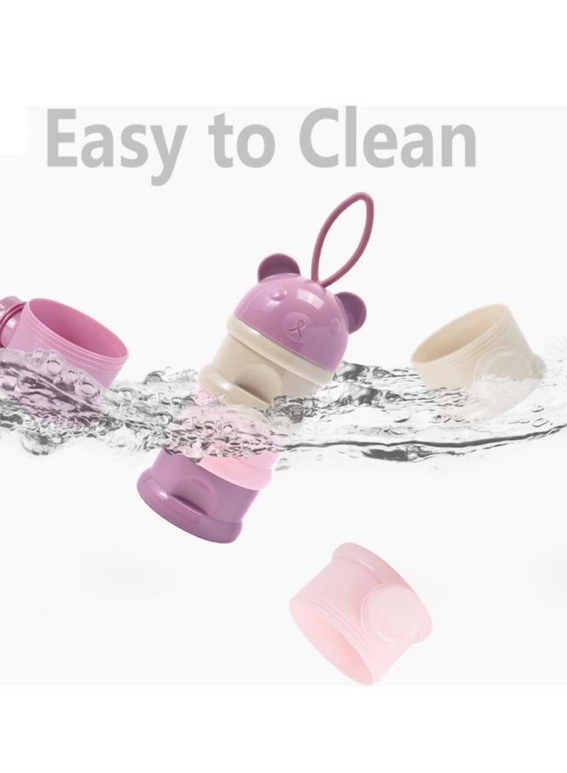 Baby Formula Dispenser, Non-Spill Portable Stackable Baby Cartoon Milk Powder Box Dispenser, Snack Storage Container,4 Layer, Formula to Food Container Set, No Powder Leakage, BPA Free (Violet) - Image 5