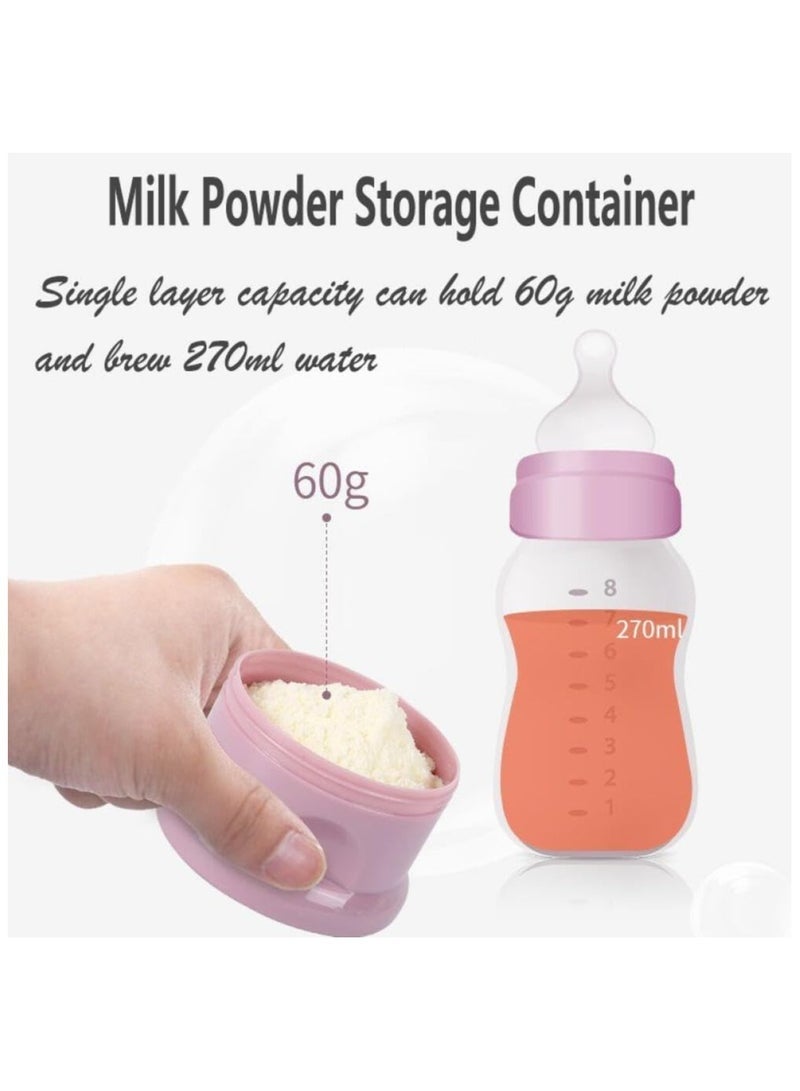 Baby Formula Dispenser, Non-Spill Portable Stackable Baby Cartoon Milk Powder Box Dispenser, Snack Storage Container,4 Layer, Formula to Food Container Set, No Powder Leakage, BPA Free (Violet) - Image 3