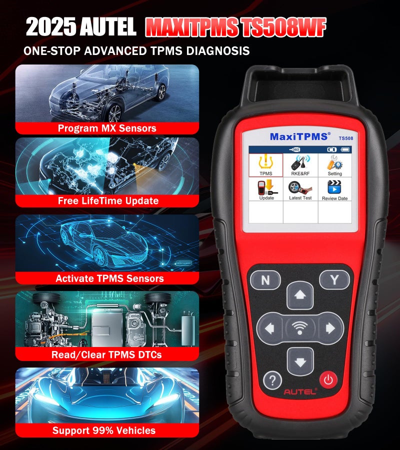 Autel Autel MaxiTPMS TS508WF Upgrade of TS508K TS508 TS501Pro TS408S Program MX Sensor Read Clear DTCs TPMS Reset OBD Relearn Activate TPMS Programming Tool Free Lifetime Update - Image 2