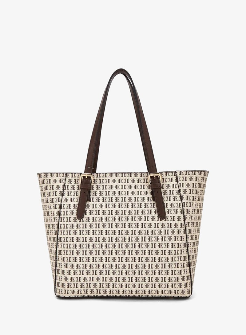 ELLE Monogram Print Tote Bag With Zip Closure - Image 4