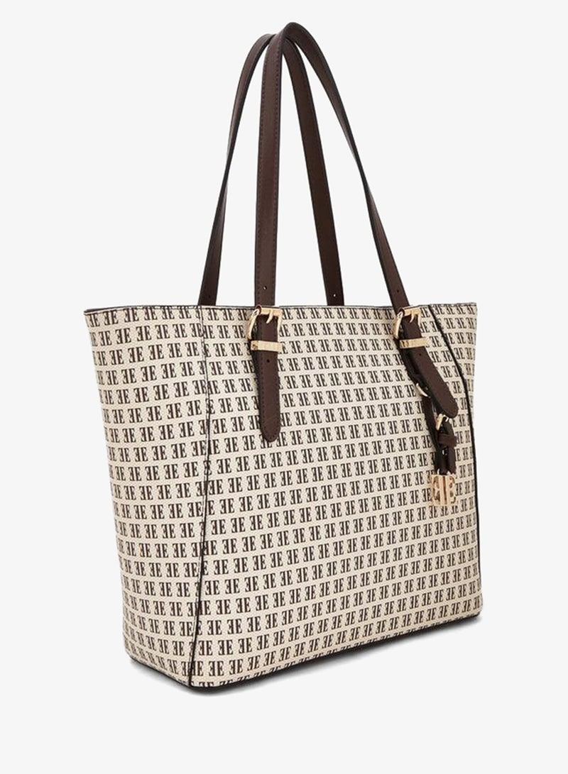 ELLE Monogram Print Tote Bag With Zip Closure - Image 2