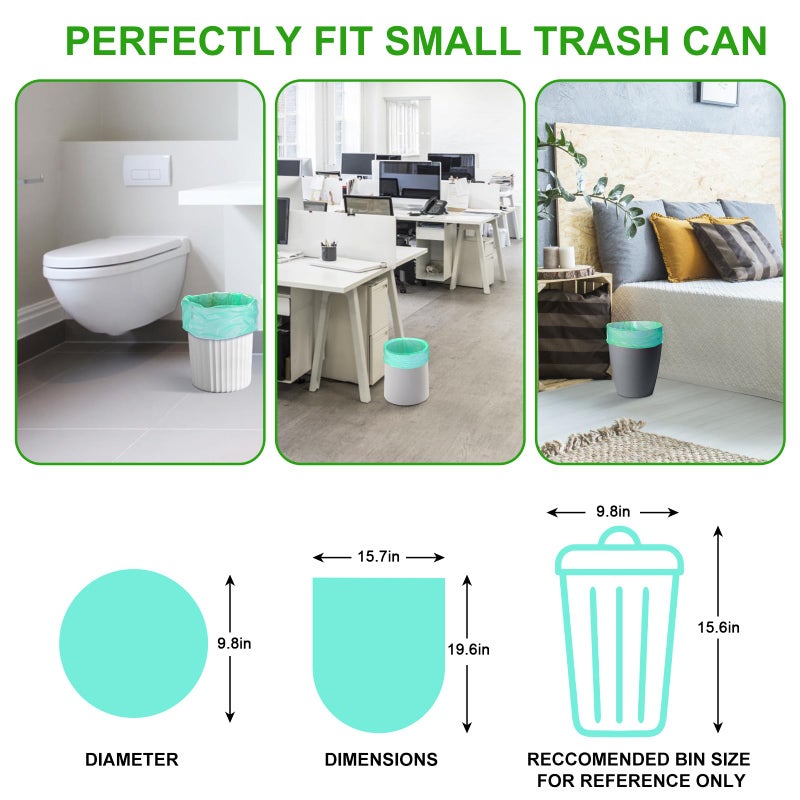 Inwaysin 2.6 Gallon Mini Compostable Trash Bag - Small Garbage Bags For Bathroom Can Blue 100 Count 10 Liter Biodegradable Unscented Waste Basket Liners Bathroom Kitchen Office Strong Thick Inwaysin - Image 2