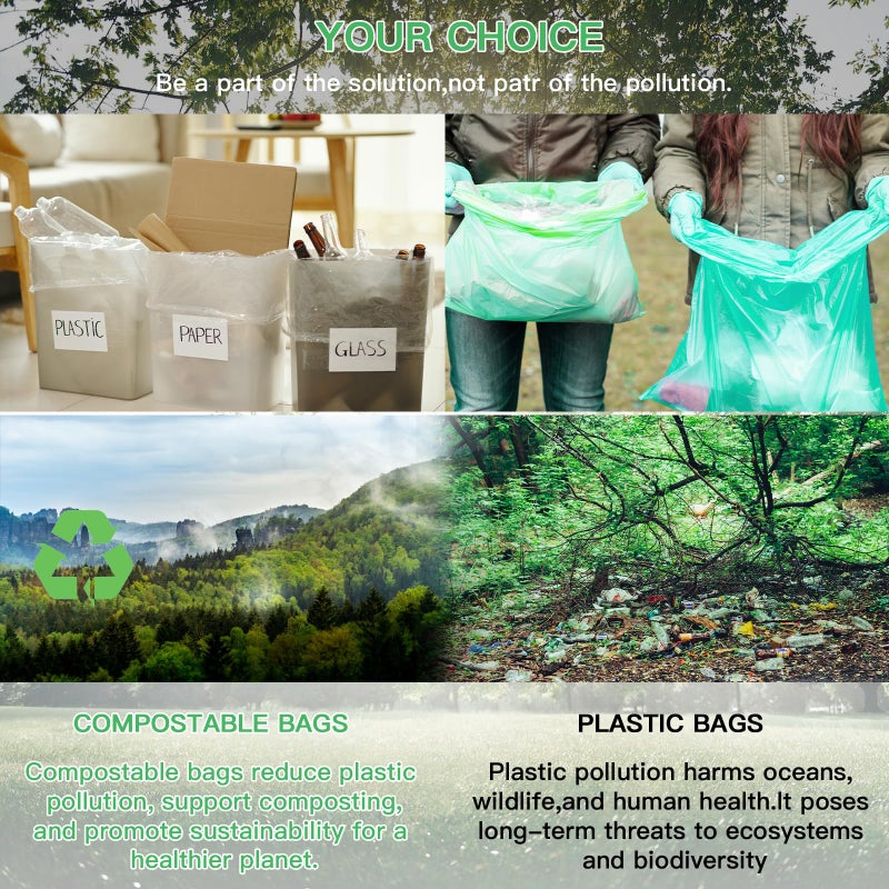 Inwaysin 2.6 Gallon Mini Compostable Trash Bag - Small Garbage Bags For Bathroom Can Blue 100 Count 10 Liter Biodegradable Unscented Waste Basket Liners Bathroom Kitchen Office Strong Thick Inwaysin - Image 5
