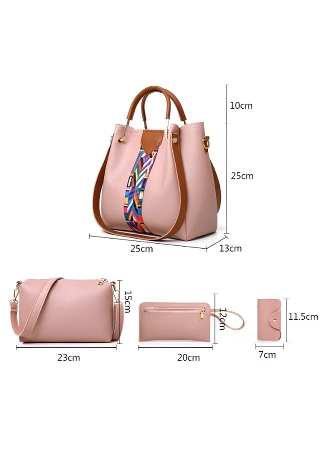 REOCLE Women's Handbag Set 4 Pcs Soft PU Leather Top Handle Bag Tote Bag Crossbody Bag Wallet Purse Set Versatile Shoulder Bags  - Image 2