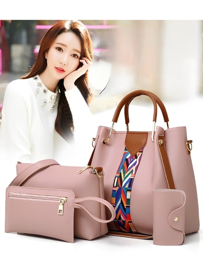 REOCLE Women's Handbag Set 4 Pcs Soft PU Leather Top Handle Bag Tote Bag Crossbody Bag Wallet Purse Set Versatile Shoulder Bags  - Image 5