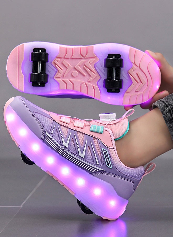 Generic Kids 4-Wheel Roller Skates Shoes with LED Lights | Rechargeable & Comfortable Sneakers | Safe Balanced Skating for Boys & Girls Beginners - Image 1