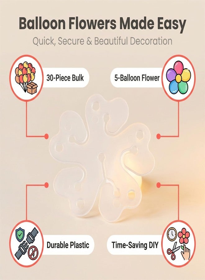 iFlyMars iFlyMaes 30pcs Balloon Flower Clips, Durable Plastic Balloon Connectors for DIY Party Decorations, Wedding Supplies, Birthday Balloon Accessories, Easy to Use - Image 2
