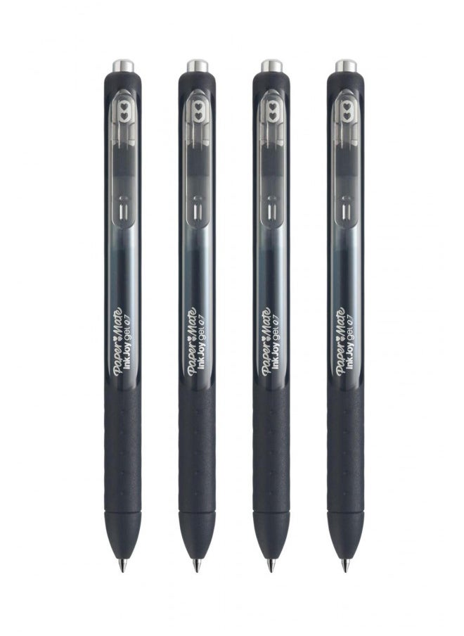Paper Mate InkJoy Gel Retractable Pens - 0.7mm Medium Point - Black Ink - Pack of 4