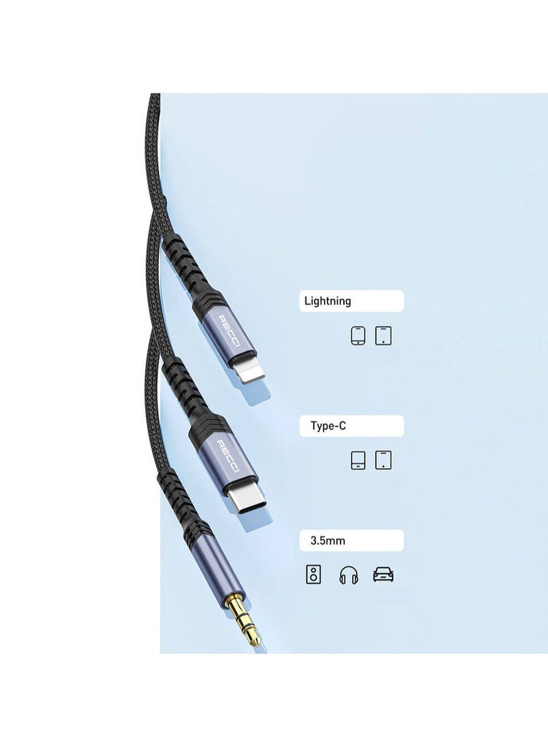 ريتشي كابل صوت Recci RDS-A27 من النوع C إلى AUX مقاس 3.5 مم - Image 4