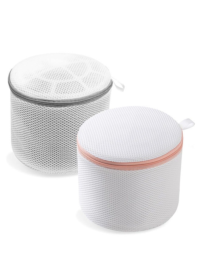 meayul 2 Packs Bra Laundry Bags, Mesh Bra Bags for Washing Machine for Lingerie, Yoga Bra, Hosiery, Stocking, Underwear Laundry Bags with Premium Zipper (Pink and grey)  - Image 1