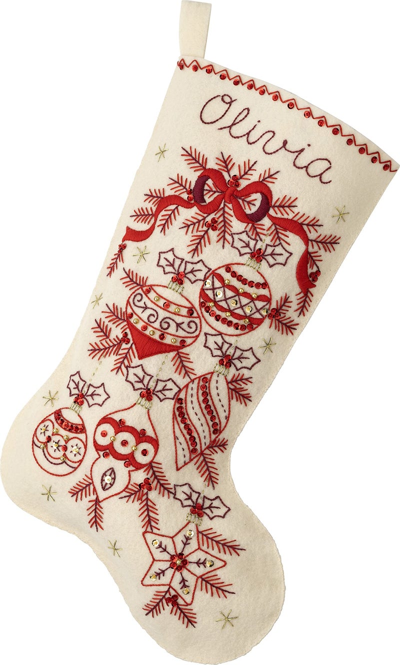 Bucilla Bucilla Felt Applique 18 Stocking Making Kit Classic Christmas Perfect for DIY Arts and Crafts 89532E 